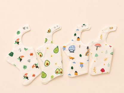 Little igloo 100% Premium organic cotton Muslin Baby bibs | pack of 4