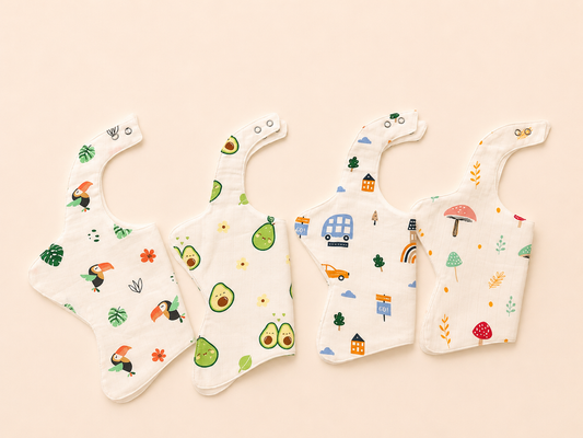 Little igloo 100% Premium organic cotton Muslin Baby bibs | pack of 4
