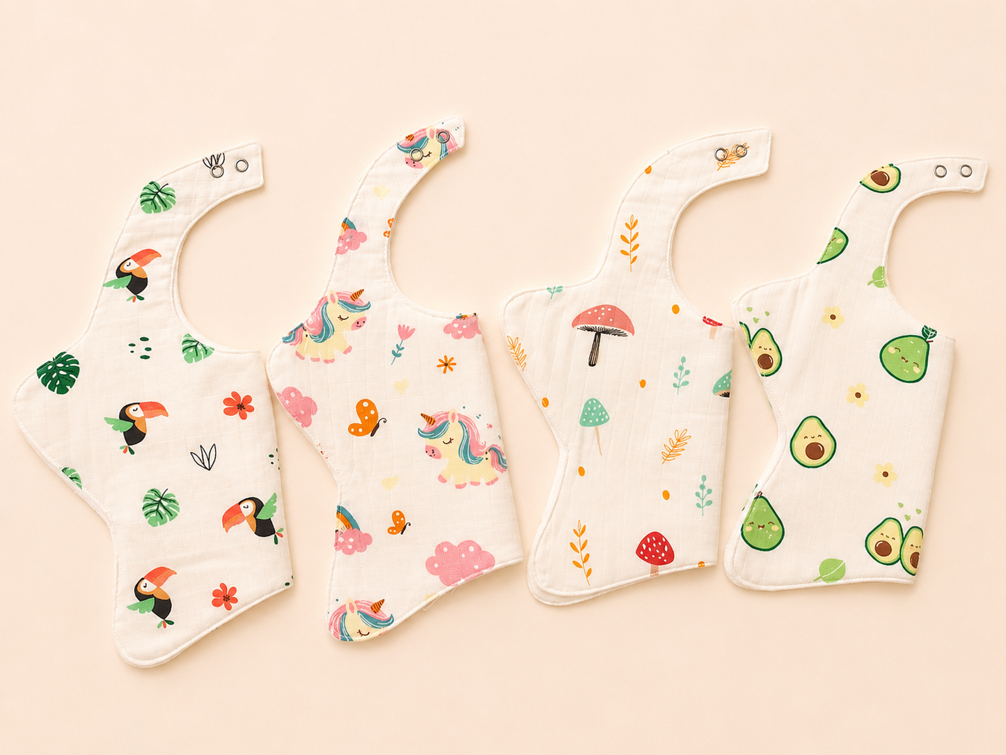 Little igloo 100% Premium organic cotton Muslin Baby bibs | pack of 4