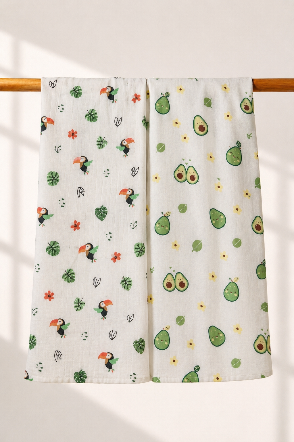 100% Organic Cotton Muslin Baby Swaddle | pack of two |AvoBird| 110x90cm