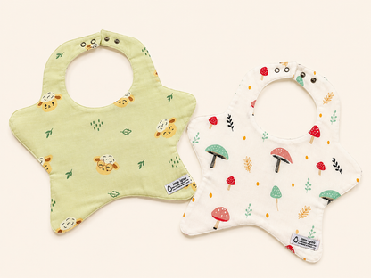 Little igloo 100% organic cotton Muslin Baby bibs |Lamb-Mushroom | pack of 2