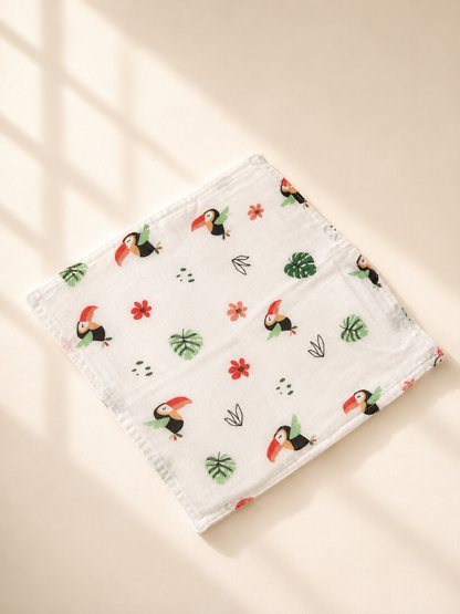 100% Organic Cotton Baby Wash cloth |super absorbent - pack of 2| lamb-bird
