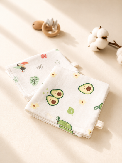 100% Organic Cotton Baby Wash cloth |super absorbent - pack of 2| Avobird