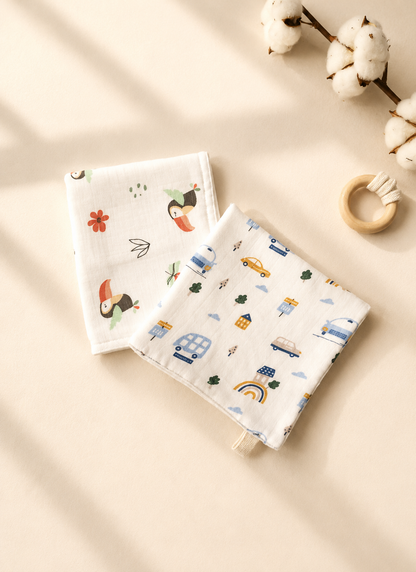 100% Organic Cotton Baby Wash cloth |super absorbent - pack of 2 |Birdcar