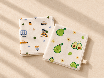 100% Organic Cotton Baby Wash cloth |super absorbent - pack of 2 | Avocado- Car