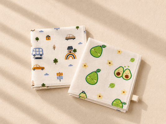 100% Organic Cotton Baby Wash cloth |super absorbent - pack of 2 | Avocado- Car