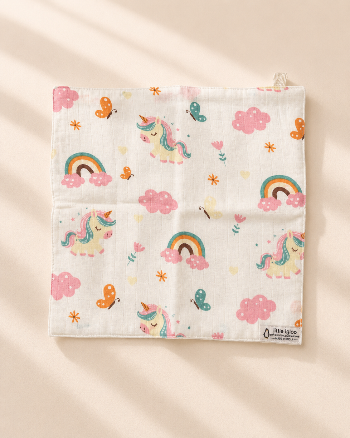 100% Organic Cotton Baby Wash cloth |super absorbent - pack of 2 |Mushroom- unicorn