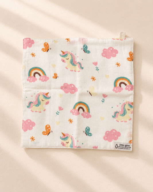 100% Organic Cotton Baby Wash cloth |super absorbent - pack of 2 |Unicorn-Avocado