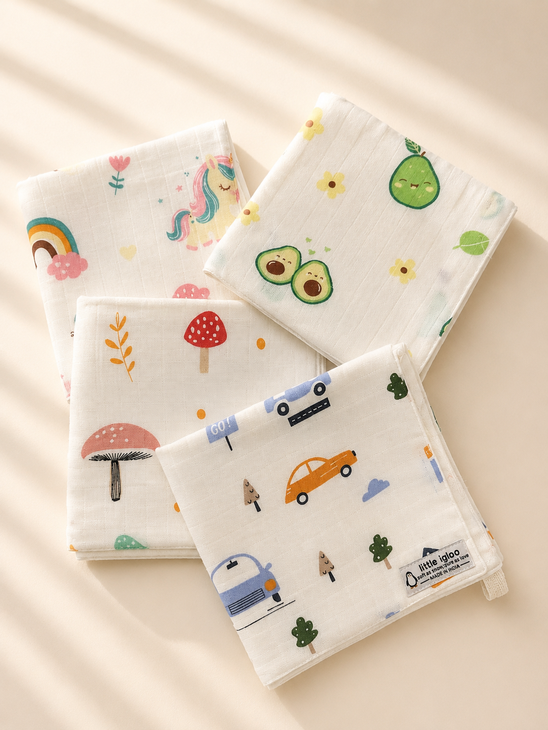 100% Organic Cotton Baby Wash cloth |super absorbent |pack of 4
