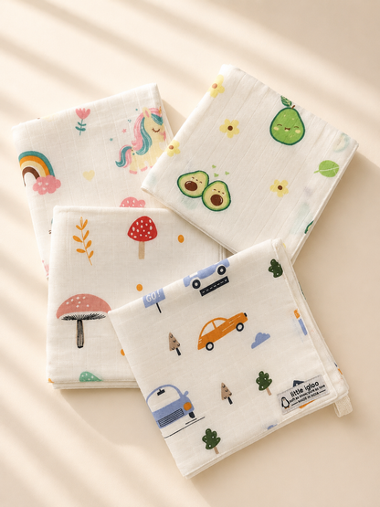 100% Organic Cotton Baby Wash cloth |super absorbent |pack of 4