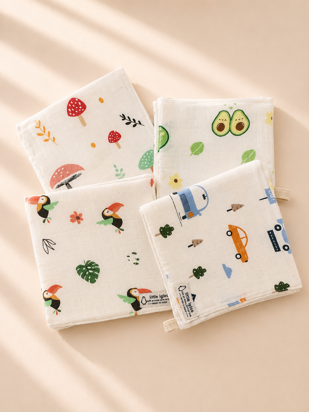 100% Organic Cotton Baby Wash cloth | super absorbent | pack of 4