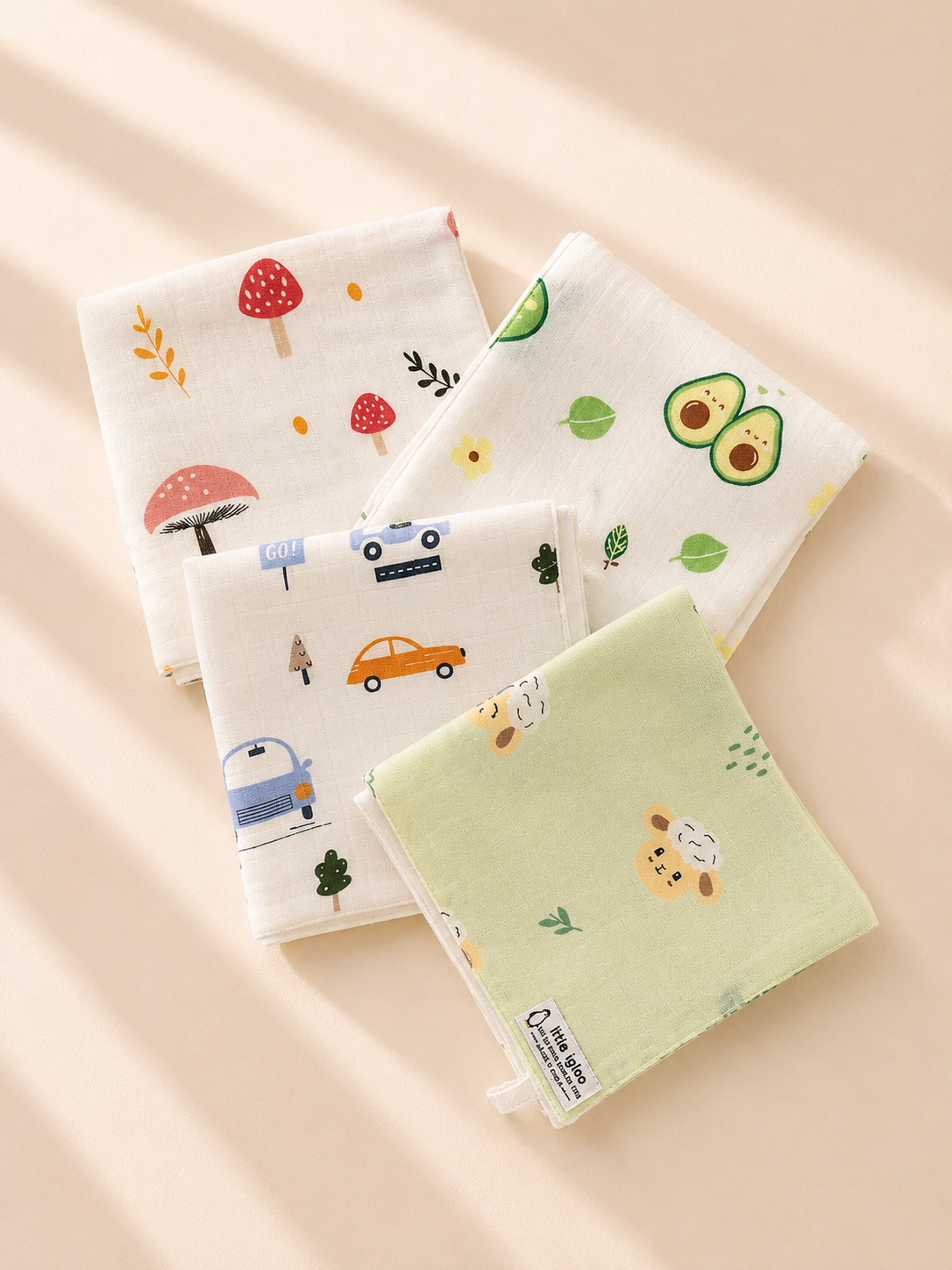 100% Organic Cotton Baby Wash cloth | super absorbent | pack of 4