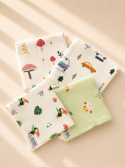 100% Organic Cotton Baby Wash cloth | super absorbent | pack of 4