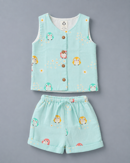 Little Penguin Mist Muslin Set | double layer