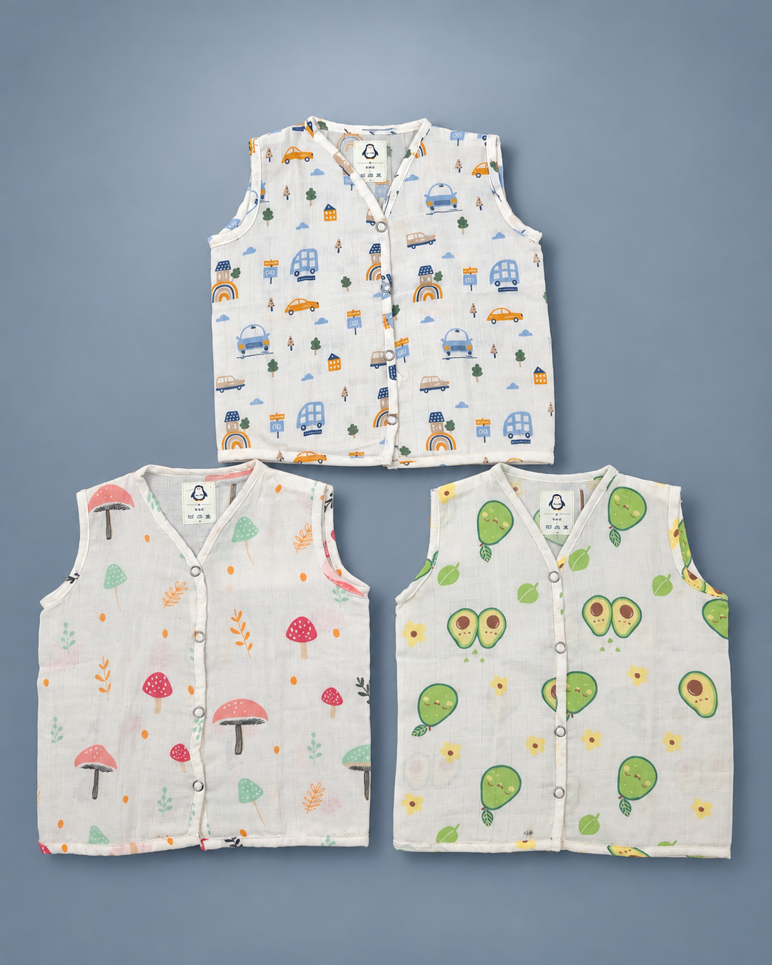 100% organic cotton Muslin Jhabla set| pack of 3|0-6 months