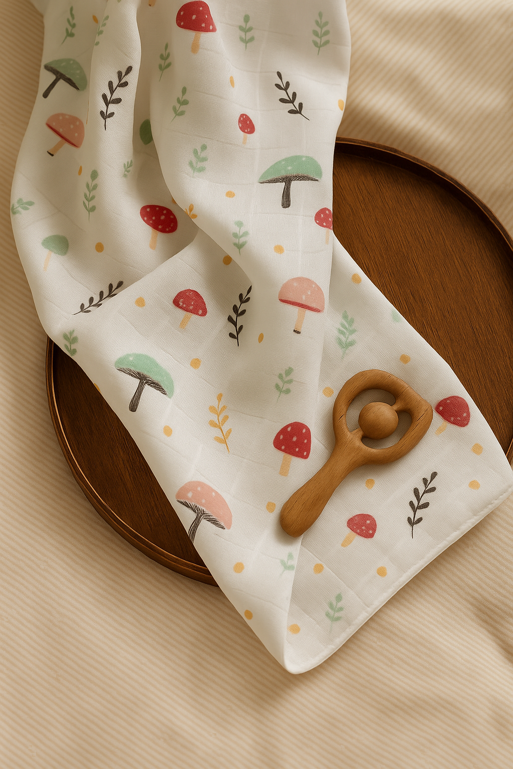 100% Organic Cotton Baby Swaddle | Mushroom | 110x90cm